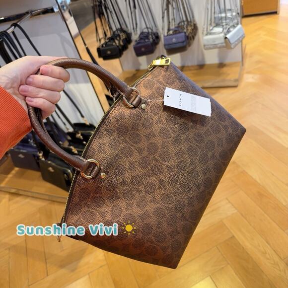 NWT Coach Sadie Satchel Bag Dark Wine in Signature Canvas CCM71, BROWN/COPPER - Picture 4 of 7